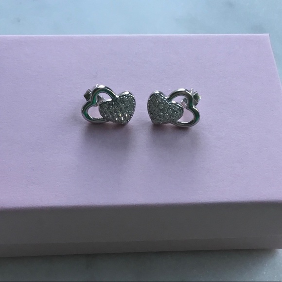 Sterling Silver Cz Heart Earrings - Picture 8 of 16